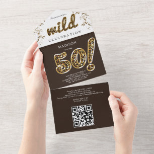 Balão de Folha de Leopardo Aniversário de 50 anos