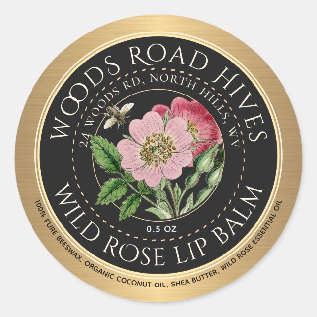 Balão de Lip Rosa selvagem com Mini Etiqueta Doura (Frente)