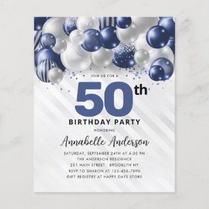 Balão de Prata Azul do Orçamento Brilhante 50º Ani