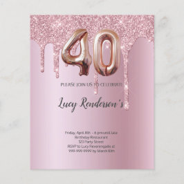 Balão de rosa de ouro com 40º brilho Cartão de ani