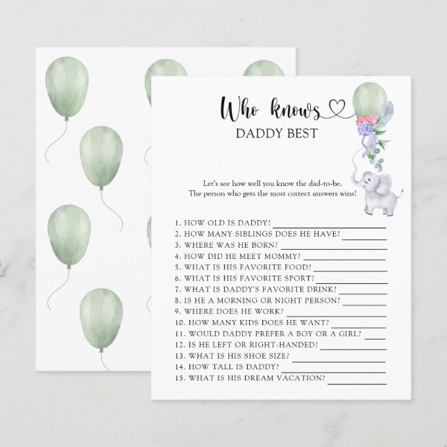 Balão e Elefante - Quem sabe o melhor jogo do pai (Frente/Verso)