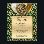 Balão-leopardo verde-esmeralda do Chá de panela do<br><div class="desc">Uma esmeralda verde e leopardo dourado,  um padrão de chita. Um quadro de ouro e balões. Personalize e adicione um nome e detalhes da parte. O nome é escrito com um script de estilo manuscrito</div>