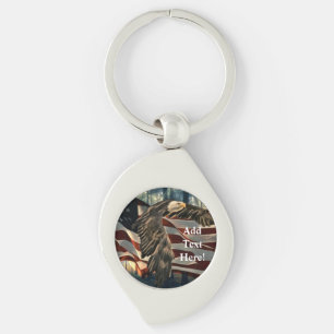 Bald Eagle American Flag Country Road Chaveiro