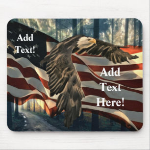 Bald Eagle American Flag Country Road Mouse Pad