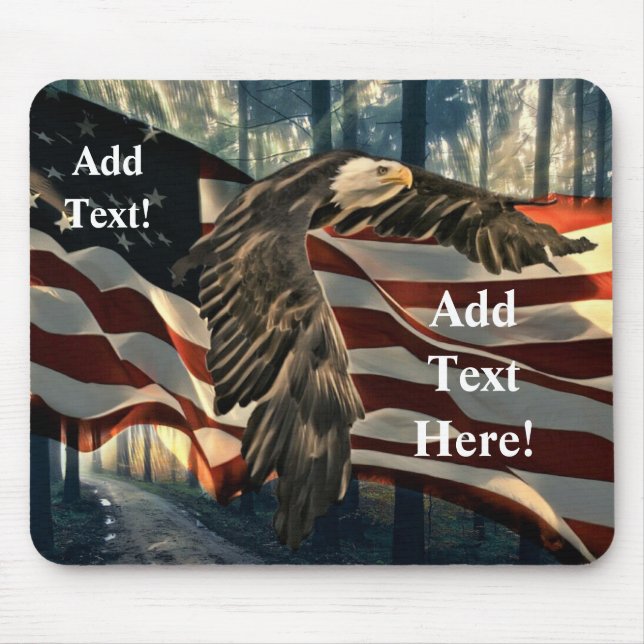 Bald Eagle American Flag Country Road Mouse Pad (Frente)