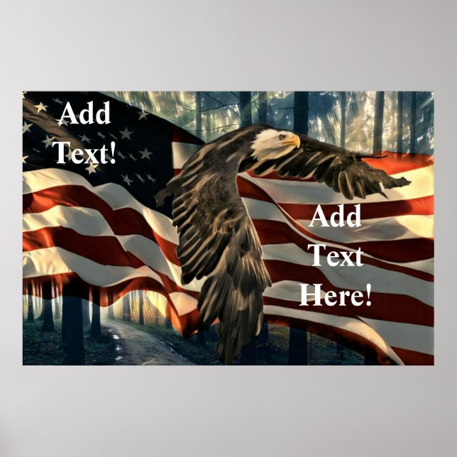 Bald Eagle American Flag Country Road Poster (Frente)