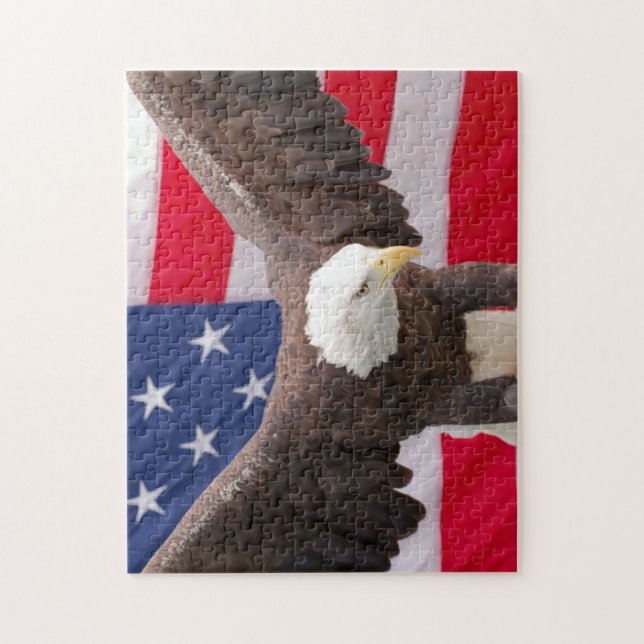 Bald Eagle com a Quebra-cabeça da bandeira america (Vertical)