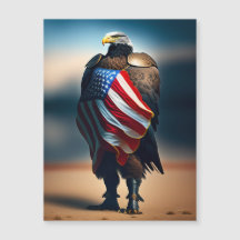 Bald Eagle Vestindo Armor Segurando Bandeira Ameri