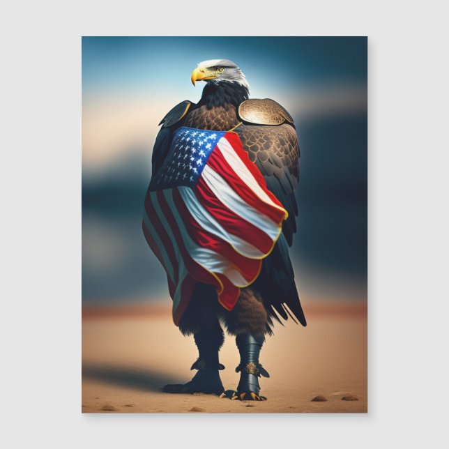 Bald Eagle Vestindo Armor Segurando Bandeira Ameri (Frente)