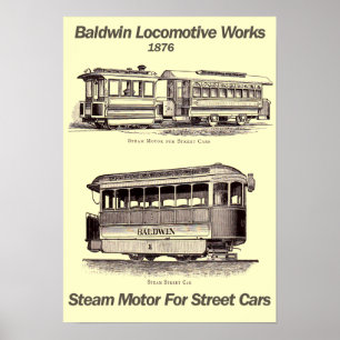 Baldwin Steam Motor For Street Cars 1876 Poster
