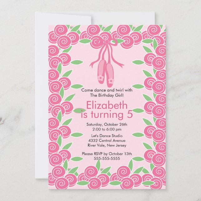 Balé Ballerina Dança Aniversário Convite (Frente)
