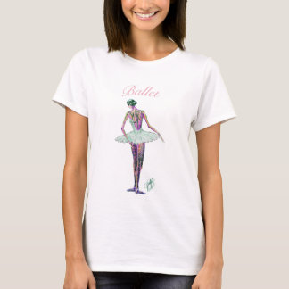 Balé Ballerina em camiseta cor-de-rosa branca Tutu