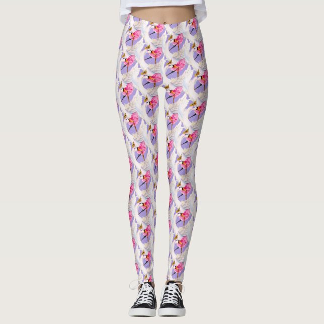 Balé de bailarina Whimsy suga leggings de arte (Frente)