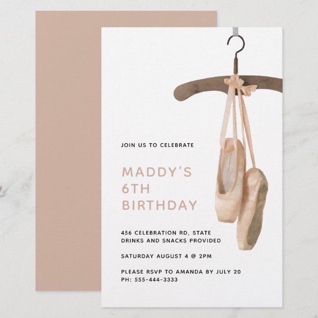 Balé Mínimo de Orçamento Ballerina 6 Aniversário (Frente/Verso)