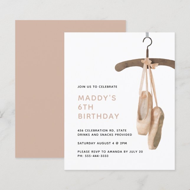 Balé Mínimo de Orçamento Ballerina 6 Aniversário (Frente/Verso)