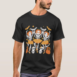 Balé Pumpkin Skeleton Halloween T-Shirt - Assustad