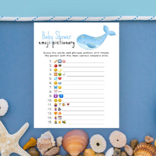 Baleia aquarela - Jogo de imagem Emoji chá de bebê