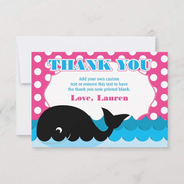 Baleia bonito, obrigado das bolinhas você cartões (Frente)