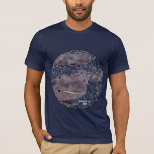 Baleias cinzentas na camisa do espaço T -