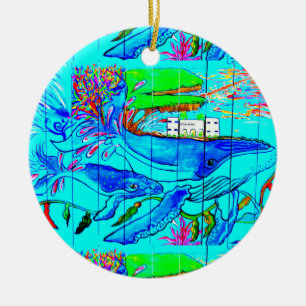 baleias e ornamento dos golfinhos