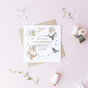 Baleias mágicas e balões Aniversário Convite