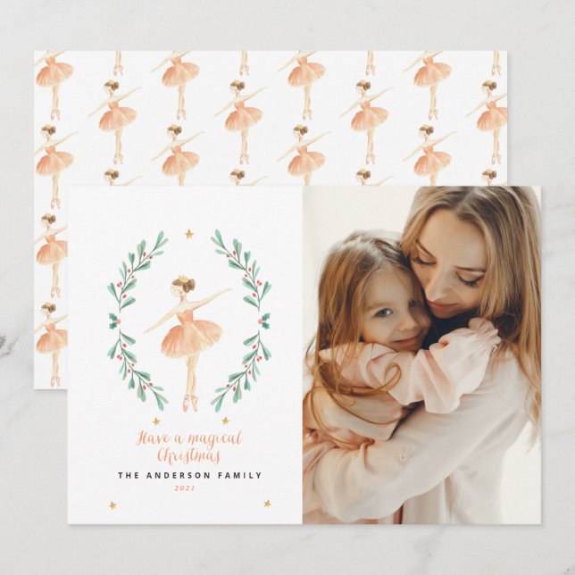 Balerina botânica 1 foto de Natal (Frente/Verso)