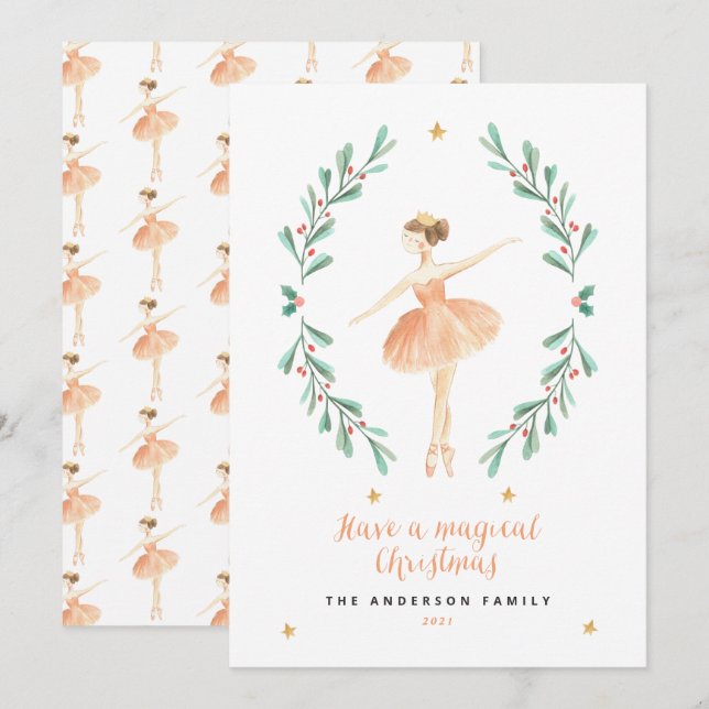 Balerina botânica de Nutcracker, Natal bonito (Frente/Verso)