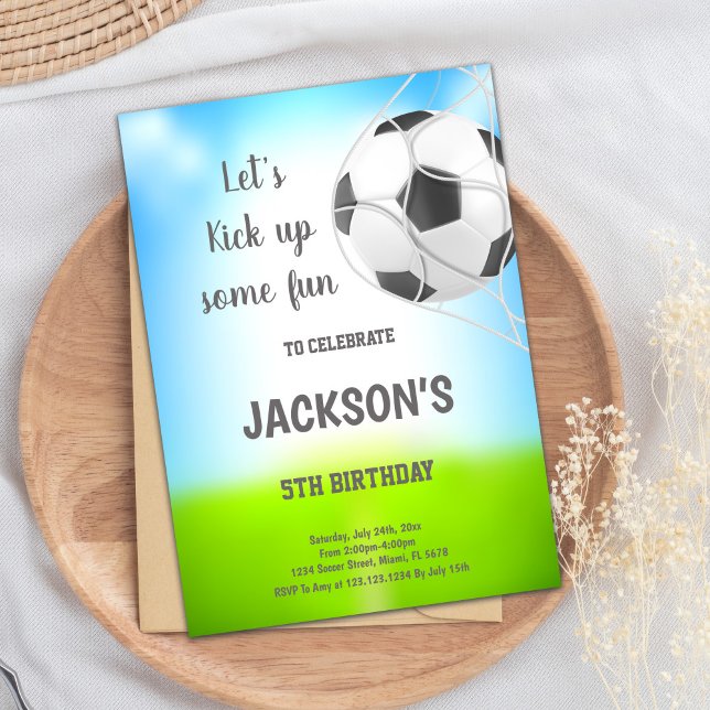 Ball in Net Soccer - Convite de Aniversário (Ball in Net Soccer Birthday Invitations)