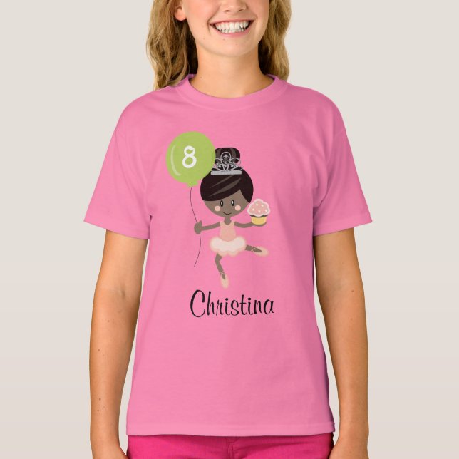 Ballerina Birthday Kids Ringer T-Shirt African Ame (Frente)