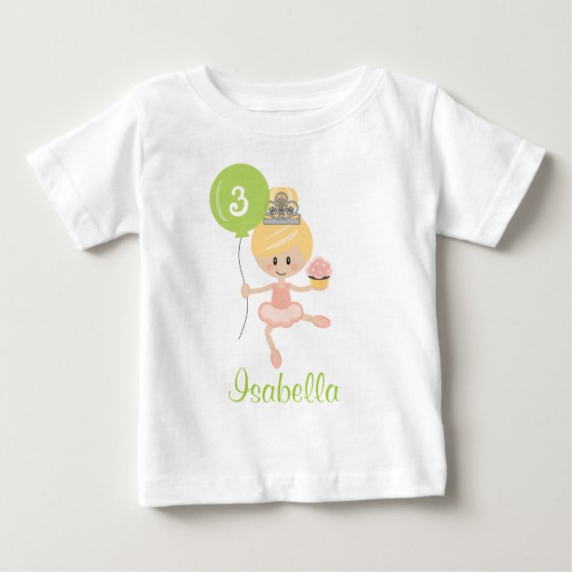 Ballerina Birthday Toddler T-shirt Blonde (Frente)