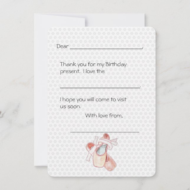 Ballerina Dançarina Nota de Agradecimento das Cria (Frente)