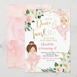 Ballerina Dance e Twirl Aniversário Convite