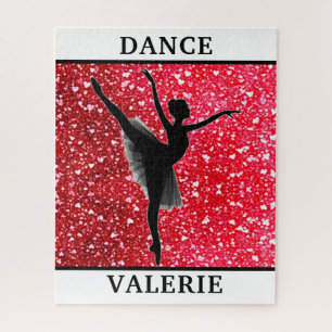 Ballerina Dance Quebra-cabeça com Corações e Seu N