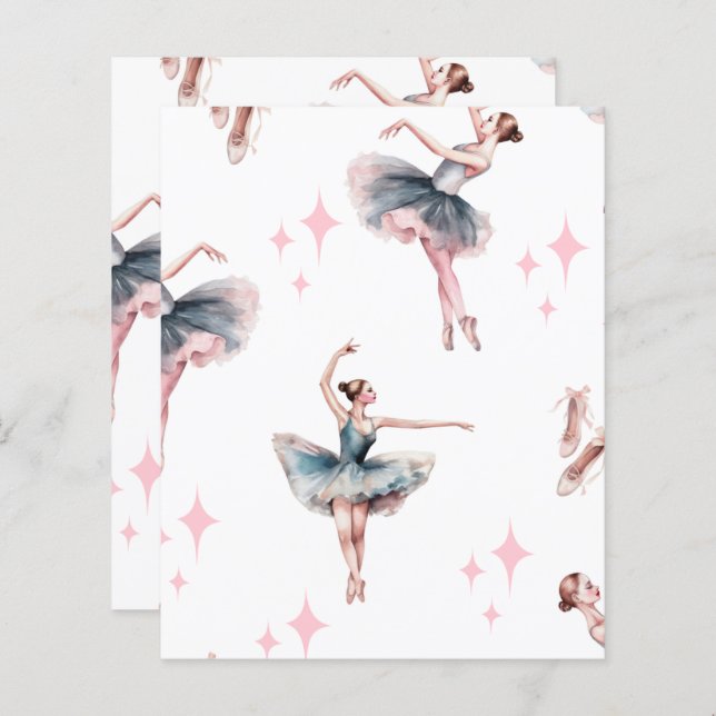 Ballerina Dance Scrapbook Paper (Frente/Verso)