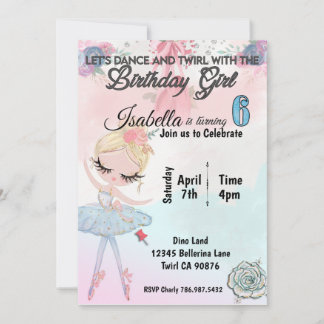 Ballerina faz seis convites de aniversário
