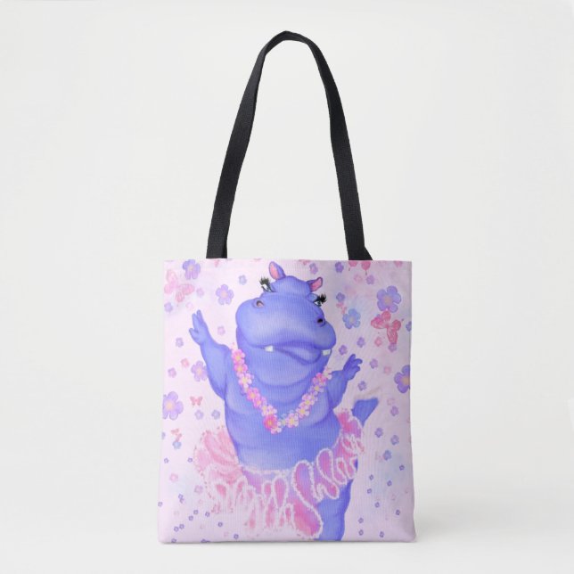 Ballerina Hippo Tote Bag Balé Dançarina Feliz (Frente)