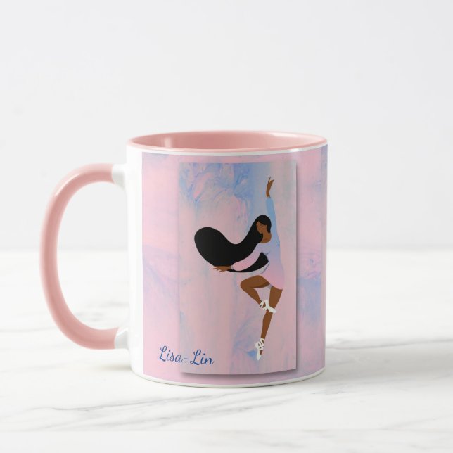 Ballerina na caneca de café rosa (Esquerda)