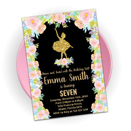 Ballerina Negra Convites de Aniversário