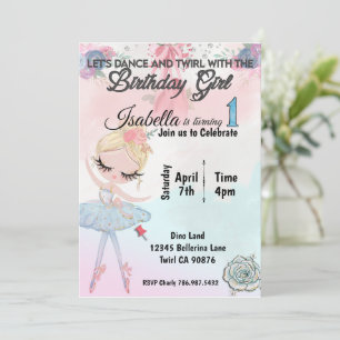Ballerina Primeiro convite de aniversário