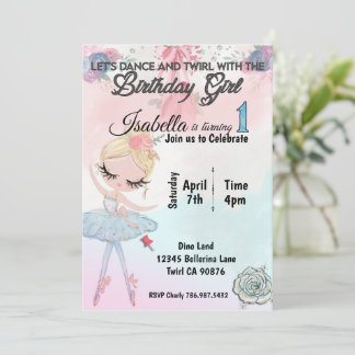 Ballerina Primeiro convite de aniversário