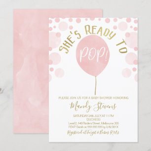 Ballon Rosa Pronto Para Convite Para Chá de fralda