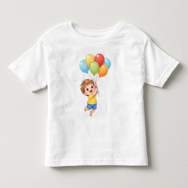 Balloon Birthday Toddler T-Shirt – Happy Little Ki (Frente)