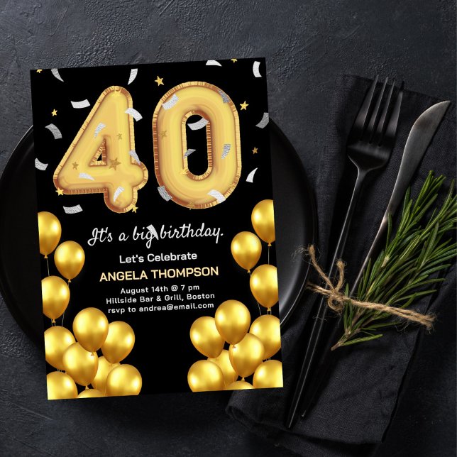 Balões 40 Anos Convite Aniversário (Criador carregado)