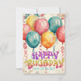 balões aquarelas vintage Cartão de aniversário