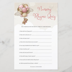 Balões castanhos cor-de-rosa-urso Rhyme Quiz