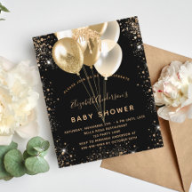 Balões Chá de fraldas de ouro preto e branco