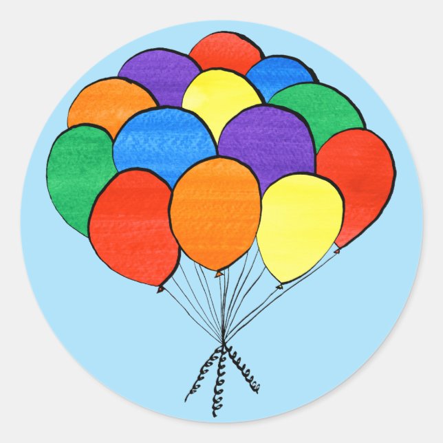 Balões coloridos com arco-íris Adesivos de ilustra (Frente)