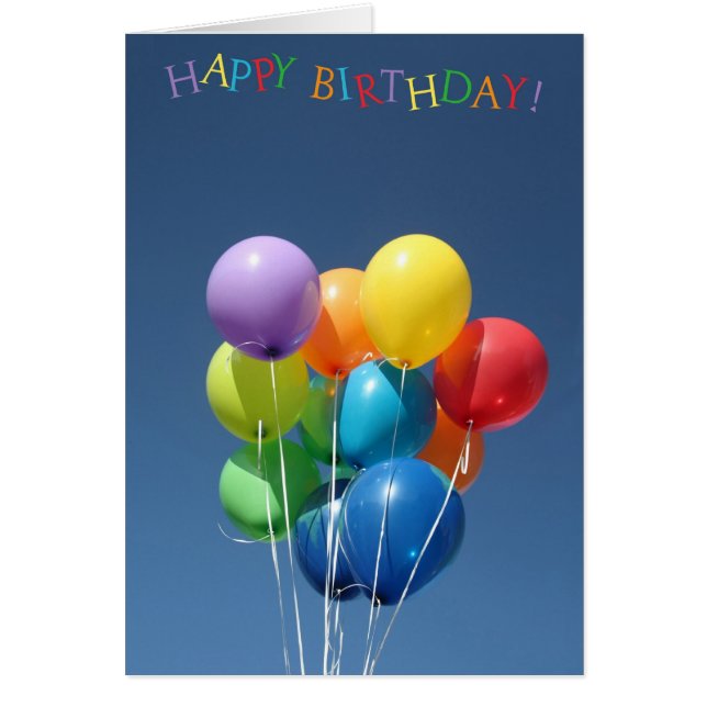 Balões coloridos com cartão de aniversário (Frente)