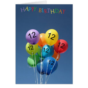 Balões coloridos com cartão de aniversário de 1
