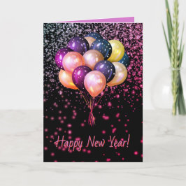 Balões Coloridos FELIZ ANO NOVO Cartão Personaliza